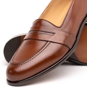 Men’s Zelli Savannah Dark Tan Leather Dress Penny Loafer Size 13M